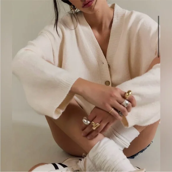 NWT Free People Viola Over The Knee Socks, Ivory - Picture 9 of 9